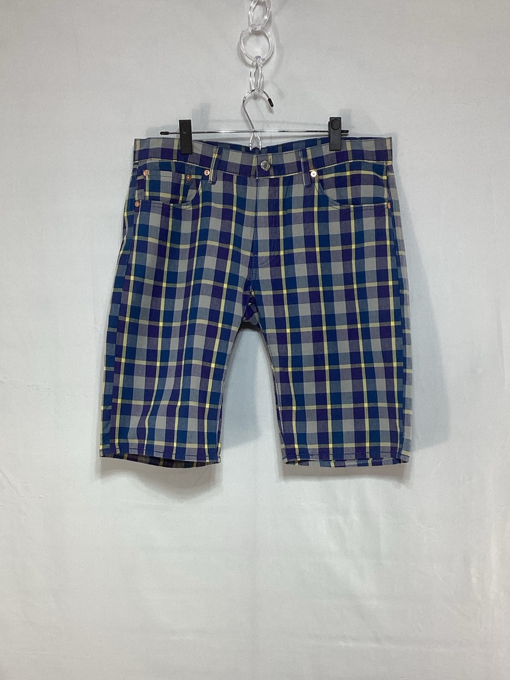 Levi's  504 Size 34 Men's Blue Plaid Shorts